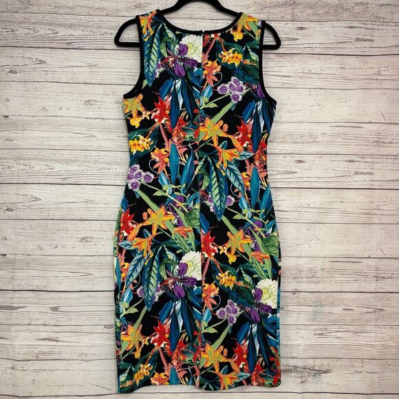 Nicole by Nicole Miller Tropical Print Sleeveless Cutout Dress Medium - Picture 6 of 7